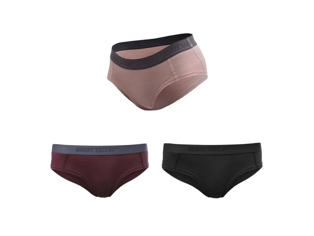 Oblíbený SENSOR MERINO AIR 3-PACK dámské kalhotky černá/dusty pink/port red