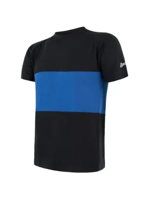 SENSOR MERINO AIR PT pánské triko kr.rukáv černá/modrá -M Omezená Nabídka