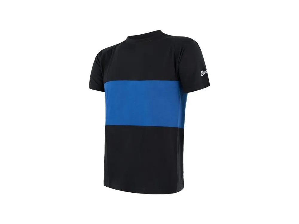 SENSOR MERINO AIR PT pánské triko kr.rukáv černá/modrá -M Omezená Nabídka