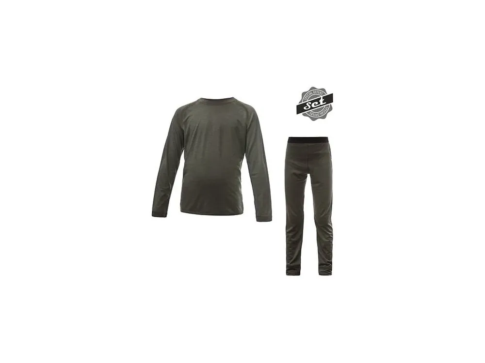SENSOR MERINO AIR SET dětský triko dl.rukáv + spodky olive green Akce