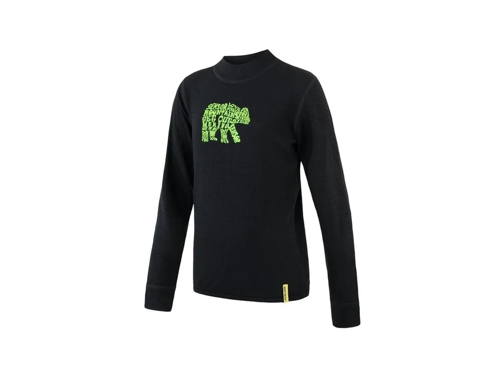Nejprodávanější SENSOR MERINO DF BEAR dětské triko dl.rukáv černá -100
