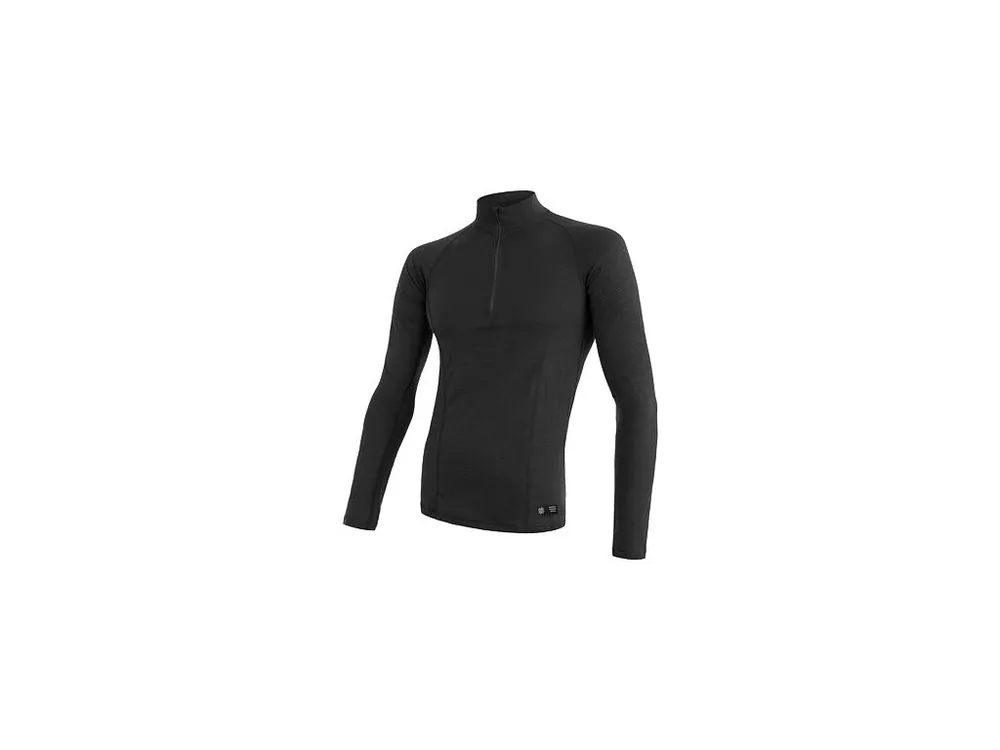 Sezónní Sleva SENSOR MERINO DF pánské triko dl.rukáv zip černá