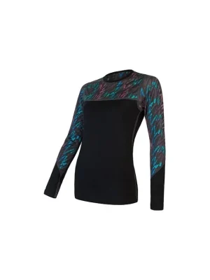 Ověřený SENSOR MERINO IMPRESS dámské triko dl.rukáv černá/stripes