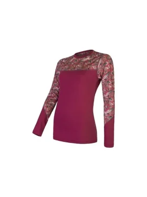 SENSOR MERINO IMPRESS dámské triko dl.rukáv lilla/feather Výprodej