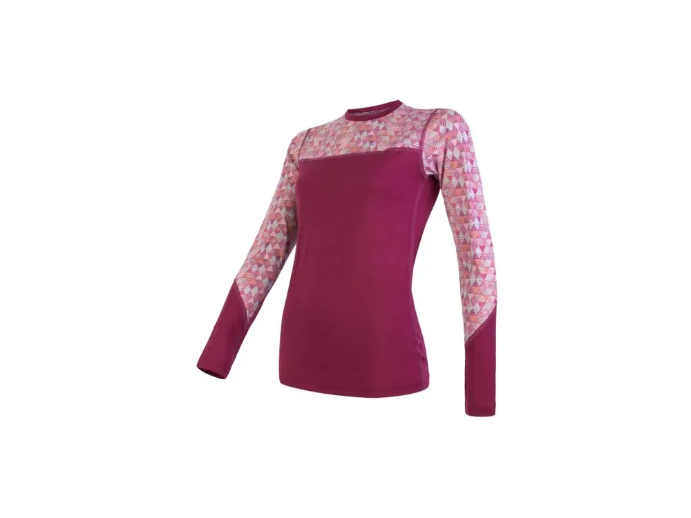 Výprodej SENSOR MERINO IMPRESS dámské triko dl.rukáv lilla/pattern