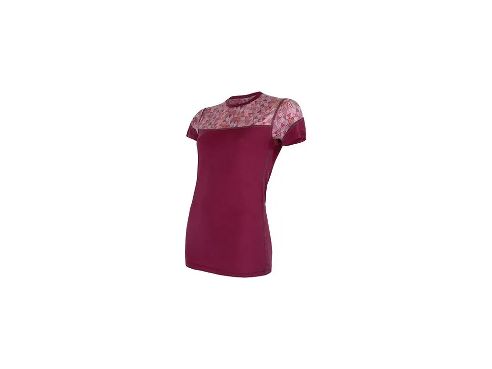 Akce SENSOR MERINO IMPRESS dámské triko kr.rukáv lilla/pattern