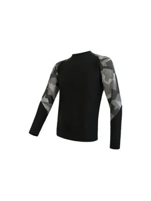Sleva SENSOR MERINO IMPRESS pánské triko dl.rukáv černá/camo