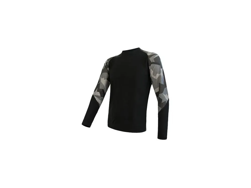 Sleva SENSOR MERINO IMPRESS pánské triko dl.rukáv černá/camo