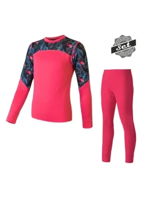 Ihned K Objednání SENSOR MERINO IMPRESS SET dětský triko dl.rukáv + spodky magenta/floral