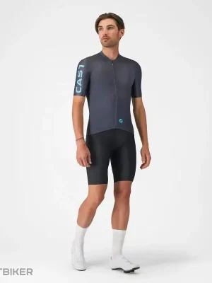 Značkový Castelli ENTRATA APEX dres, soumračná modrá/neonový kobalt