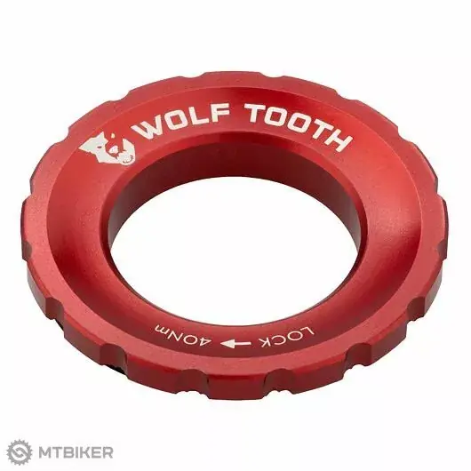 Wolf Tooth Centerlock externí matice, červená Omezená Nabídka