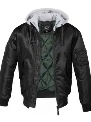 Brandit MA1 Hooded bomber bunda, černá-šedá Časově Omezené