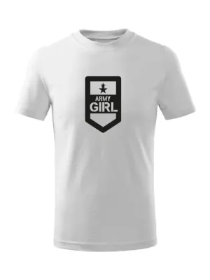 DRAGOWA Dětské krátké tričko Army girl, bílá Nová Kolekce