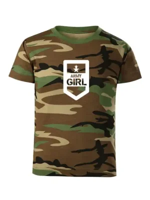 Časově Omezené DRAGOWA Dětské krátké tričko Army girl, maskáčová