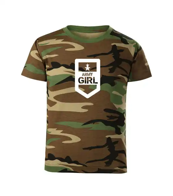 Časově Omezené DRAGOWA Dětské krátké tričko Army girl, maskáčová
