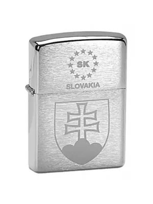 Vysoce Kvalitní Zippo benzínový zapalovač s motivem Slovenské Republiky, pochromovaný