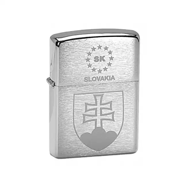 Vysoce Kvalitní Zippo benzínový zapalovač s motivem Slovenské Republiky, pochromovaný