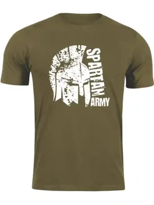 Ověřený DRAGOWA krátké tričko spartan army León, olivová 160g/m2