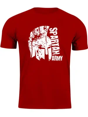 Oblíbený DRAGOWA krátké tričko spartan army León, červená 160g/m2