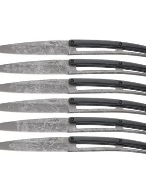 Deejo sada 6 steakových nožů titanový povrch paperstone design Blossom Akční Cena