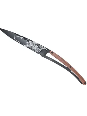 Deejo zavírací nůž Black tattoo coralwood wolf Cenová Bomba