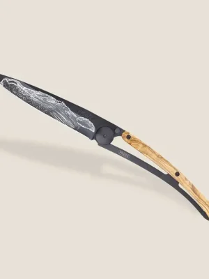 Víkendová Akce Deejo zavírací nůž Black tattoo olive wood warmblood