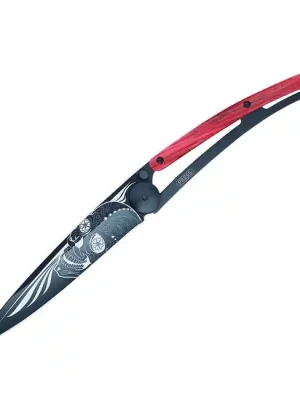 Vysoce Kvalitní Deejo zavírací nůž Black tattoo biker red beech Latino skull