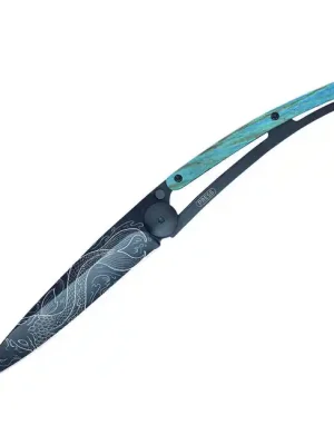 Deejo zavírací nůž Black tattoo blue beech Fish Víkendová Akce