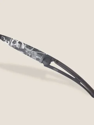 Deejo zavírací nůž Black Tattoo biker ebony wood Ride or Die Nová Kolekce