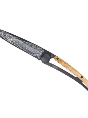 Cenový Hit Deejo zavírací nůž Tattoo Black olive wood Dragonfly