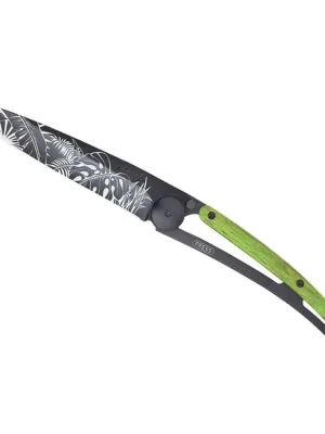 Autentický Deejo zavírací nůž Tattoo Black green beech Jungle