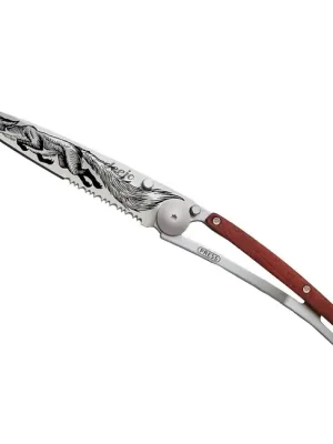Časově Omezené Deejo zavírací nůž Tattoo Serration coralwood Fox