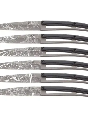 Deejo Tattoo sada steak nožů světle šedý povrch eben Japon Přímo Od Výrobce