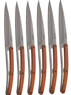 Deejo sada 6 nožů Table šedý titan coralwood zub.ostří Akce