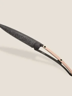 Deejo zavírací nůž GOLD Tattoo 18kt pink gold Feather Aktuální