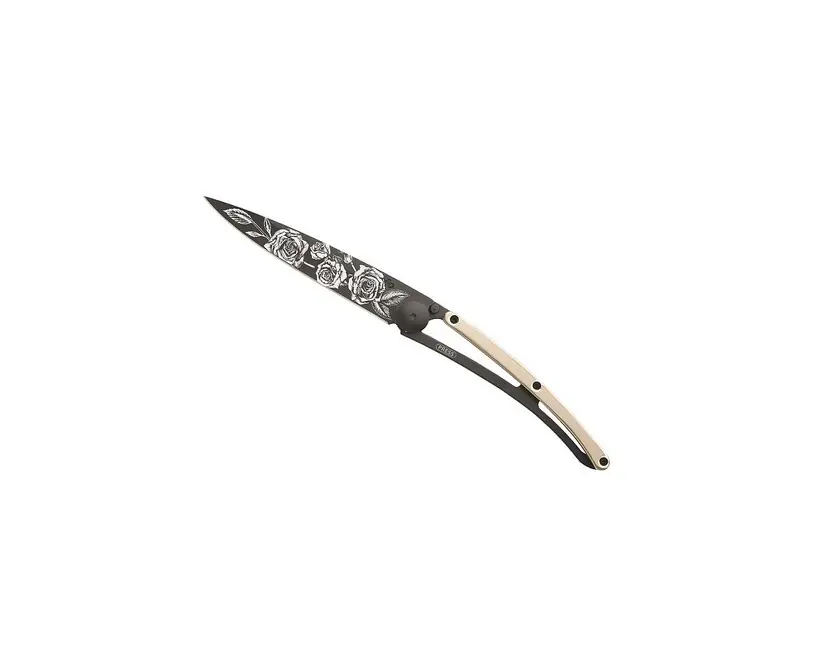 Deejo zavírací nůž GOLD Tattoo 18kt pink gold Roses Bezpečná Platba