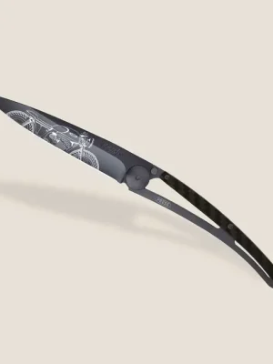 Vysoce Kvalitní Deejo zavírací nůž Tattoo Black carbon fiber Café Racer