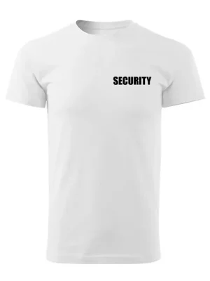 Sezónní Sleva DRAGOWA tričko s nápisem SECURITY, bílé