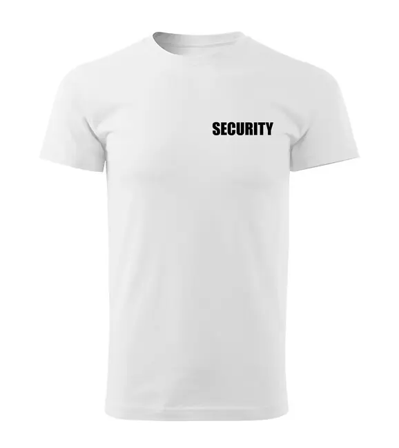 Sezónní Sleva DRAGOWA tričko s nápisem SECURITY, bílé