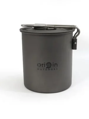 Nová Kolekce Origin Outdoors Kempingový hrnec Titanium Trekingový hrnec/šálek s výlevkou a sklopnou rukojetí Titanium 750 ml