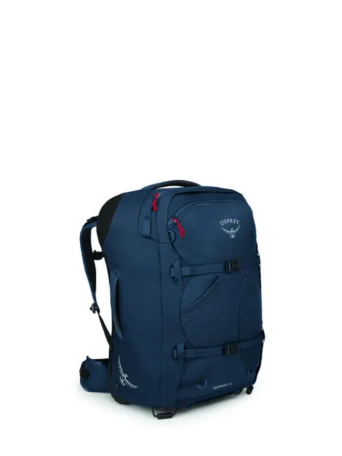 Vrácení Zdarma OSPREY cestovní taška na kolečkách FARPOINT WHEELS 36, tlumená vesmírná modř