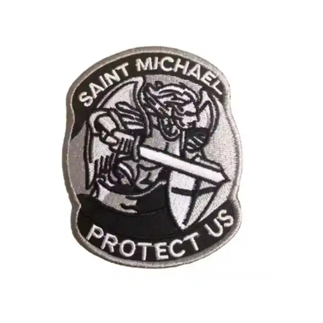 WARAGOD Saint Michael Protect Us vyšívaná nášivka, šedá Výhodná Nabídka