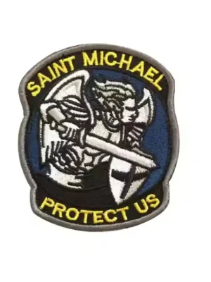 WARAGOD Vyšívaná nášivka Saint Michael Protect Us, žlutá Nízká Cena