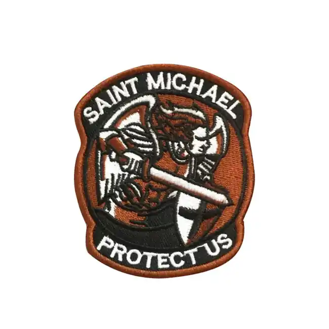 WARAGOD Vyšívaná nášivka Saint Michael Protect Us, hnědá Koupit Online