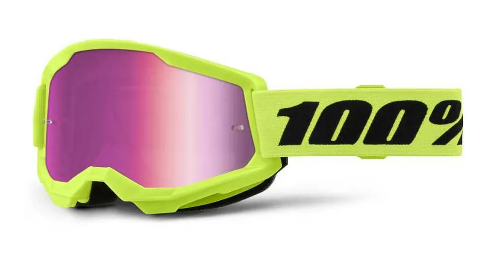 100% Strata 2 Goggle Neon Yellow - Mirror Pink Lens Novinka