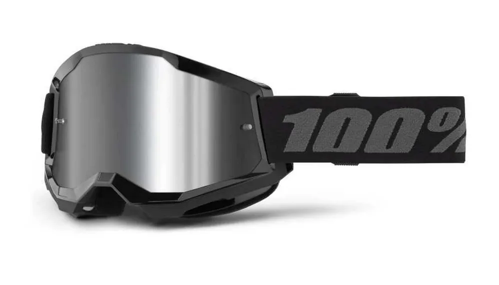 100% Strata 2 Goggle Black - Mirror Silver Lens Speciální Cena