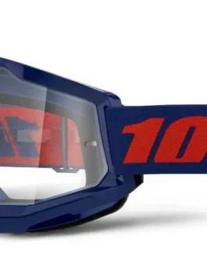 100% Strata 2 Goggle Navy - Clear Lens Must-Have