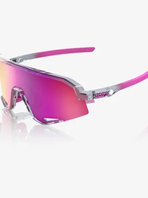 Super Cena MTB brýle 100% SLENDALE - SLENDALE - Polished Translucent Grey - Purple Multilayer Mirror Lens