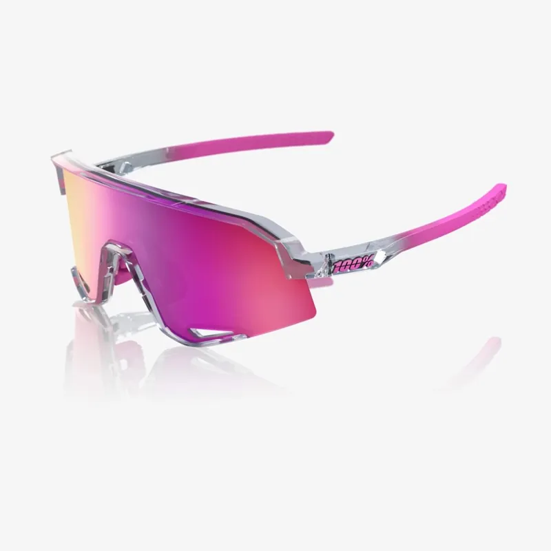 Super Cena MTB brýle 100% SLENDALE - SLENDALE - Polished Translucent Grey - Purple Multilayer Mirror Lens